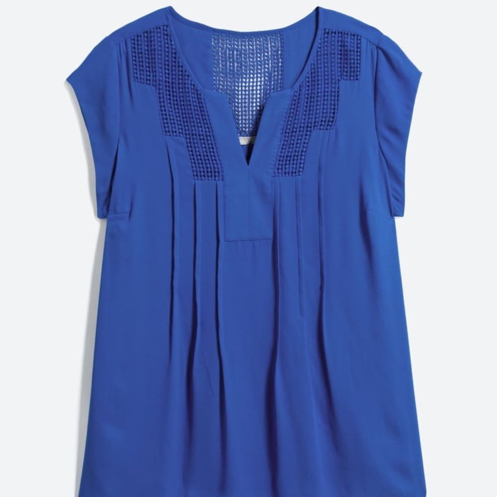 Estefany Lace Detail Split Neck Blouse - StitchFix